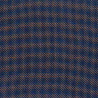 Navy blue fabric texture with repeating orange-brown geometric lines in a grid pattern, dense weave, identified as “turri > fabric cat. f > 766 e.”